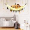 Picture of CERETIA Stuffed Animal Hammock with LED Light, Toy Hammock for Stuffed Animals Storage for Kids Room Decor, Stuffed Animal Hammock Corner, Black