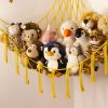 Picture of Stuffed Animal Hammock-Large Stuffed Animal Net For Toys Corner-Hanging Stuff Animal Toy Storage Organizer For Plush Plushie Display Yellow Girl Room Bedroom Boho Nursery Decor Toy Storage