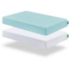 Picture of Biloban Crib Sheets Fitted, 2 Pack Crib Sheet Fits for Standard Crib Mattress, Neutral Toddler Bed Sheets for Baby Boys and Girl, White & Aqua, 52”X 28”