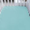 Picture of Biloban Crib Sheets Fitted, 2 Pack Crib Sheet Fits for Standard Crib Mattress, Neutral Toddler Bed Sheets for Baby Boys and Girl, White & Aqua, 52”X 28”