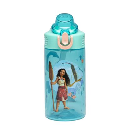 Picture of Zak Designs Disney Moana Sage Kids Water Bottle For School or Travel, 16oz Durable Plastic Water Bottle With Straw, Handle, and Leak-Proof, Pop-Up Spout Cover (Moana, Maui)