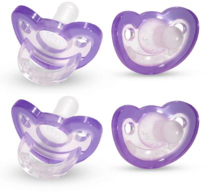 Picture of RaZbaby Jollypop Pacifier for Newborns & Up, USA Made, Natural Shaped Orthodontic Binky, Lovingly Shared in NICUs & Hospitals Worldwide, Medical-Grade 100% BPA-Free - 0-3 Months, 4 Pack - Lavender