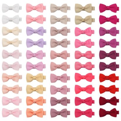 Picture of CELLOT Baby Girls Fully Lined Hair Bows Hair Pins, 2' Hair Bows, 50 Pieces/25 Pairs - Infants, Toddlers, Kids Hair Accessories in Pairs - Pink Bow Alligator Hair Clips