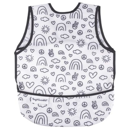 Picture of Tiny Twinkle Mess Proof Baby Bib - Waterproof & Lightweight Baby-Led Weaning Apron | 100% Recycled Polyester, Easy Clean & Machine Washable (Peace, Small 6-24 Months)