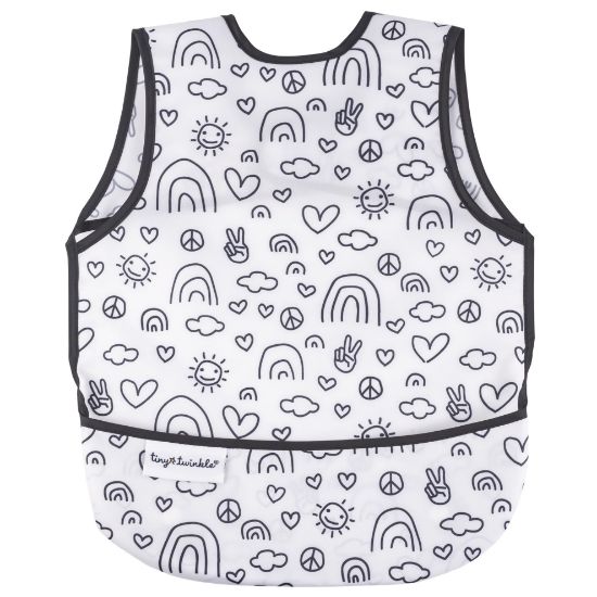 Picture of Tiny Twinkle Mess Proof Baby Bib - Waterproof & Lightweight Baby-Led Weaning Apron | 100% Recycled Polyester, Easy Clean & Machine Washable (Peace, Small 6-24 Months)