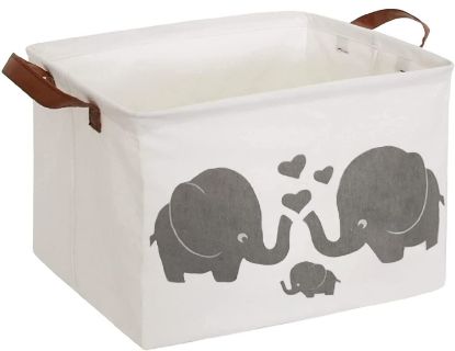 Picture of Essme Rectangular Baby Storage Basket,Elephant Storage Bins with Handles for Nersery Room Decor,Toy Basket,Gift Organizer(Elephants)