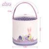 Picture of LessMo Easter Bunny Basket Egg Buckets, Purple Cute Personalized Canvas Cotton Tote Bags Egg Hunt Basket for Easter Party Gifts