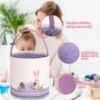 Picture of LessMo Easter Bunny Basket Egg Buckets, Purple Cute Personalized Canvas Cotton Tote Bags Egg Hunt Basket for Easter Party Gifts