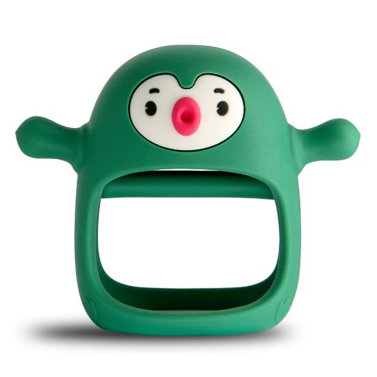 Picture of Smily Mia Penguin Buddy Never Drop Silicone Baby Teething Toy for 0-6month Infants, Baby Chew Toys for Teething Pain Relief, Hand Teether for 3-6Months,Gum Massager for Babies, Pine Green