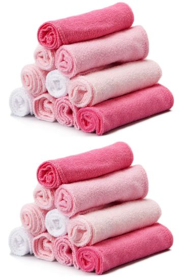 Picture of Spasilk Washcloth Wipes Set for Newborn Boys and Girls, Soft Terry Washcloth Set, Pack of 20, Pink