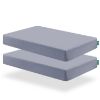 Picture of Biloban Mini Crib Sheets Fitted, 2 Pack Mini Crib Sheet Fits for Mini Crib Mattress, Neutral Mini Crib Sheets for Baby Boys and Girl, Grey, 38”X 24”