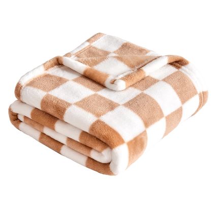 Picture of Yurhap Checkered Baby Blanket Fleece Baby Blankets Neutral for Boys Girls, Super Soft Warm Lightweight Infant Toddler Newborn Receiving Blankets for Crib Stroller, 30''x40'', Khaki
