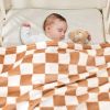 Picture of Yurhap Checkered Baby Blanket Fleece Baby Blankets Neutral for Boys Girls, Super Soft Warm Lightweight Infant Toddler Newborn Receiving Blankets for Crib Stroller, 30''x40'', Khaki