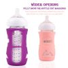 Picture of 3 Pack Silicone Sleeves for Avent Natural Glass Baby Bottles, Anti Breakage Baby Bottle Holder, Compatible Philips Avent Glass Natural Baby Bottle 8 oz, BPA Free (White+Pink+Purple)