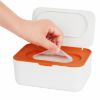 Picture of Wipes Dispenser, Wipe Holder for Baby & Adult, Seposeve Refillable Wipe Container, Keeps Wipes Fresh, One-Handed Operation. Non-Slip, Easy Open/Close Wipes Pouch Case, Light Orange