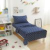 Picture of Amazon Basics Kid's Soft Easy-Wash Lightweight Microfiber 3-Piece Sheet Set, Toddler, Navy, White Anchors