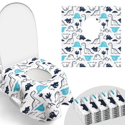 Picture of 30 Pack Toilet Seat Covers Disposable, Large Waterproof Potty Covers for Toddlers, Kids, and Adults, Individually Wrapped for Travel, Toddler Potty Training for Public Restroom, Airplane, Trip