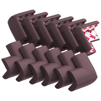 Picture of 12 Pack Soft Corner Protector Baby Proofing Edge and Corner Guards, Table Corner Protectors for Furniture, Safety Pre-Taped Rubber Corner Covers for Fireplace, Stair, Cabinet (Brown)