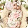 Picture of Galabloomer Newborn Receiving Blanket Headband Set Baby Flower Swaddle (vintage flower)