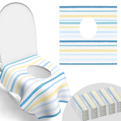 Picture of 30 Pack Toilet Seat Covers Disposable, Large Waterproof Potty Covers for Toddlers, Kids, and Adults, Toddler Potty Training for Public Restroom, Airplane, Trip, Individually Wrapped for Travel - Wave