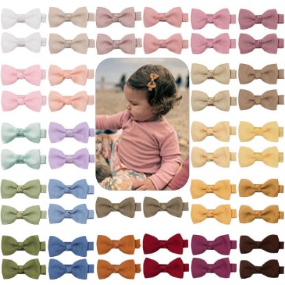 Picture of CÉLLOT Baby Hair Clips 50PCS Baby Girls Fully Lined Baby Bows Hair Pins Tiny 2" Hair Bows Alligator Clips for Baby Girls Infants Toddlers in Pairs