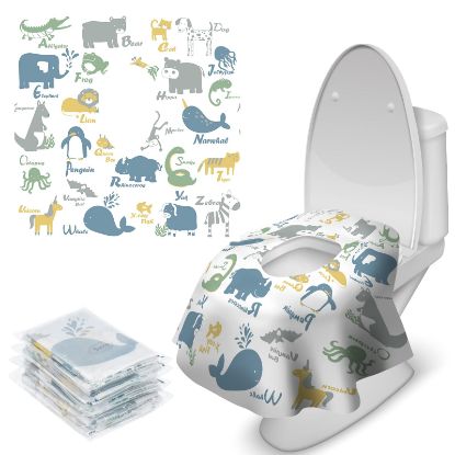 Picture of Blissful Diary 20 Pcs Toilet Seat Covers Disposable for Toddlers & Adults, Extra Large Waterproof, Portable Package for Travel, Kids Potty Training