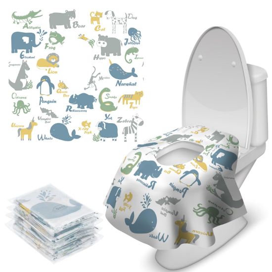 Picture of Blissful Diary 20 Pcs Toilet Seat Covers Disposable for Toddlers & Adults, Extra Large Waterproof, Portable Package for Travel, Kids Potty Training