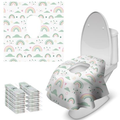 Picture of Blissful Diary 20 Pcs Toilet Seat Covers Disposable for Toddlers & Adults, Extra Large Waterproof, Portable Package for Travel, Kids Potty Training