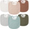 Picture of Susurration Muslin Baby Drool Bibs 6Pack Soft Square Adjustable Baby Bandana Bibs for Unisex Girls & Boys (GreenBrown)