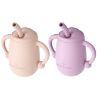Picture of Cuddle Campus Pack of 2 Silicone Baby Training Cup, Shatterproof Toddler Sippy Cups with Straw, Open Cup for Baby, 6+ Months 4 Oz