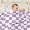 Picture of Yurhap Checkered Baby Blanket Fleece Baby Blankets for Girls, Ultra Soft Cozy Fluffy Infant Toddler Newborn Receiving Blankets for Crib Stroller, 30''x40'', Purple