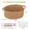 Picture of COMSE Small Woven Basket with Gift Bags and Ribbons, Gift Basket Empty, Cotton Rope Storage Organizer, Baby Toy Box with Handles, 12" x 8" x 5", Camel