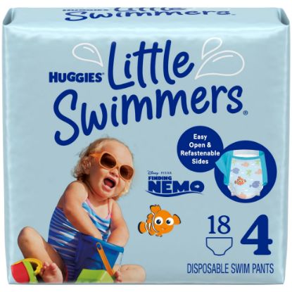 Picture of Huggies Little Swimmers Disposable Swimming Diapers, Size 4 (24-34 lbs), 18 Ct