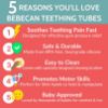 Picture of BEBECAN Teething Sticks for Babies 0-36 Months - Super Soft Silicone Teethers in 6 Vibrant Colors, Infant Teething Relief, Multicolored Teething Tubes Baby Gift Teethers