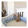 Picture of Infant Soft Pad Braided Crib Bumper Knot Pillow Cushion Cradle Decor for Baby Girl and Boy (Blue, 79")