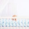 Picture of Infant Soft Pad Braided Crib Bumper Knot Pillow Cushion Cradle Decor for Baby Girl and Boy (Blue, 79")