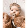Picture of Pacifier Clip Baby Girls Binky Holder Soothie Paci Clip Silicone Bead Teething Relief Teether Toy Baby Birthday Christmas Set of 2 (Pink, Beige)