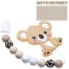 Picture of Pacifier Clip Baby Girls Binky Holder Soothie Paci Clip Silicone Bead Teething Relief Teether Toy Baby Birthday Christmas Set of 2 (Pink, Beige)