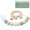 Picture of Pacifier Clip Baby Girls Binky Holder Soothie Paci Clip Silicone Bead Teething Relief Teether Toy Baby Birthday Christmas Set of 2 Pack(Green, Pinksand)