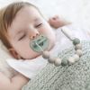 Picture of Pacifier Clip Baby Girls Binky Holder Soothie Paci Clip Silicone Bead Teething Relief Teether Toy Baby Birthday Christmas Set of 2 Pack(Green, Pinksand)