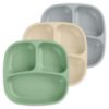 Picture of Re-Play Made in USA 7" Deep Walled Divided Plates for Kids, Set of 3 - Reusable 3 Compartment Plates, Dishwasher and Microwave Safe - 7.37" x 7.37" x 1.25", Sage Brush