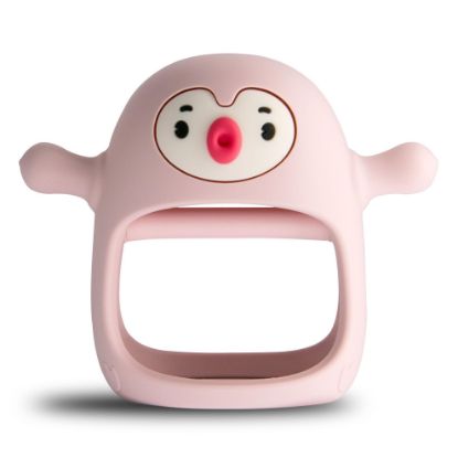 Picture of Smily Mia Penguin Buddy Never Drop Silicone Baby Teething Toy for 0-6month nfants, Baby Chew Toys for Sucking Needs, Hand Teether for 3-6Months,Car Seat Toy for Infants, Old Roze