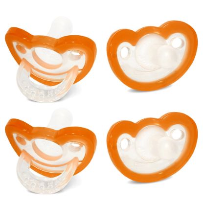 Picture of RaZbaby Jollypop Pacifier for Newborns & Up, USA Made, Natural Shaped Orthodontic Binky, Lovingly Shared in NICUs & Hospitals Worldwide, Medical-Grade 100% BPA-Free - 0-3 Months, 4 Pack - Orange
