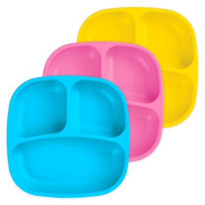 Picture of Re-Play Made in USA 7" Deep Walled Divided Plates for Kids, Set of 3 - Reusable 3 Compartment Plates, Dishwasher and Microwave Safe - 7.37" x 7.37" x 1.25", Easter