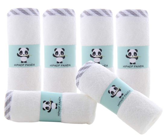 Picture of HIPHOP PANDA Baby Washcloths, Rayon Made from Bamboo - 2 Layer Ultra Soft Absorbent Newborn Bath Face Towel - Reusable Baby Wipes for Delicate Skin - Gray Stripe, 6 Pack