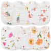 Picture of Zainpe 6Pcs Snap Muslin Cotton Bibs for Baby, Flamingo Star Flower Machine Washable Adjustable Burp Cloths with 6 Absorbent Soft Layers for Infant Newborn Toddler Drooling Feeding and Teething
