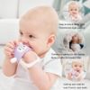 Picture of Smily Mia Never Drop Reindeer Silicone Baby Chewing Toy for 3M+ Infants, Easy to Hold Teething Miteen with Soft Textures for Sensory Exploration and Teething Pain Relief-Purple