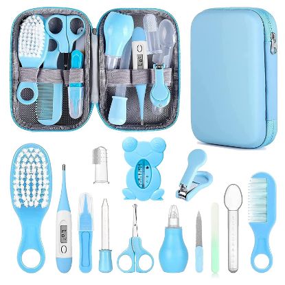 Picture of Baby Grooming Kit, Infant Safety Care Set with Hair Brush Comb Nail Clipper Nasal Aspirator,Baby Essentials Kit for Newborn Girls Boys