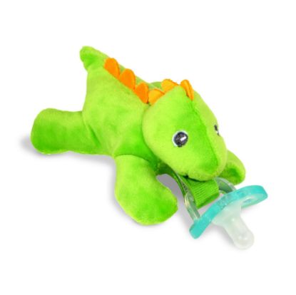 Picture of RaZbaby JollyPop Pacifier, Holder w/Detachable Baby Pacifier, Stuffed Animal RaZbuddy, All Ages 0M+, 100% Medical Grade USA Made Silicone, Machine Washable, Textured & Easy to Hold - T-Rex