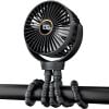 Picture of Portable Stroller Mini Fan, Small Rechargeable Personal Cooler w/ 360° Rotation, 3-Speed, Display, Battery Powered Stroller Accessories, Baby Essentials for Car Seat, Crib, Bike, Treadmill, Black